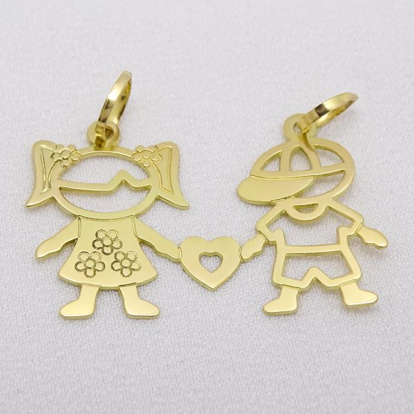 Pingente em Ouro 18k casal de irmãos - Pingente