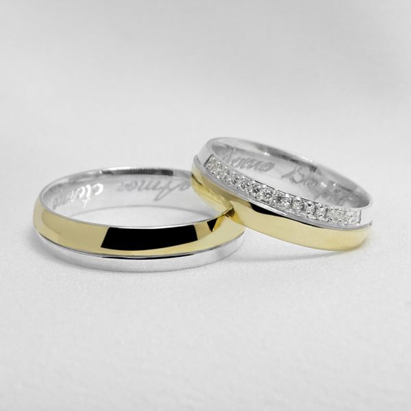Aliança de Noivado e Casamento Revestida em Ouro 5mm Diana - Par