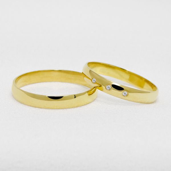 Aliança de Casamento em Ouro Maciço 3mm Abaulada Eternal Shine - Par