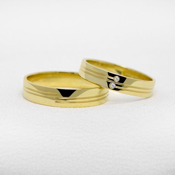 Aliança de Casamento em Ouro Maciço 4mm Reta Golden Union - Combo Copia