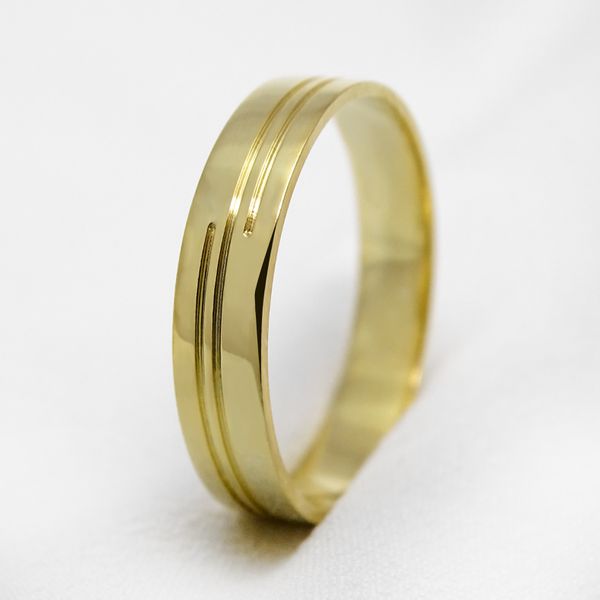 Aliança de Noivado e Casamento em Ouro Maciço 4mm Reta Golden Union - Peça Unica 