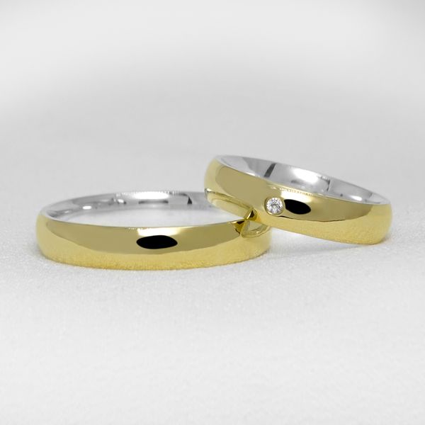 Aliança de Noivado e Casamento em Ouro e Prata Maciço 5mm Abaulada. MDB2013 - Par