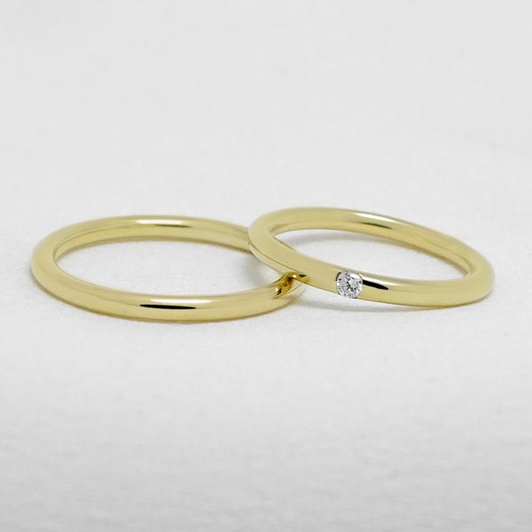 Aliança de Casamento em Ouro Maciço 2mm Abaulada Silver Promise - Par