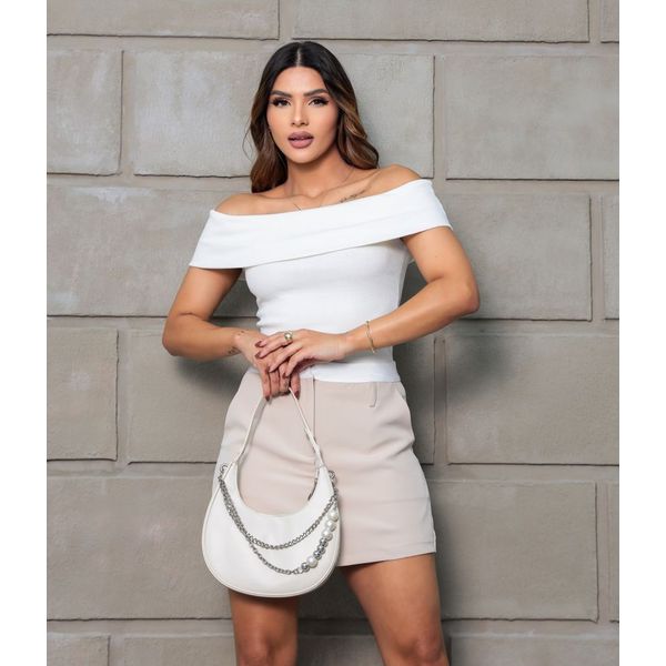 Blusa Decote Ombro a Ombro Branca