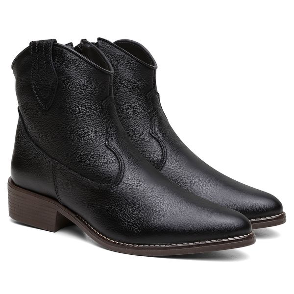 Bota Cano Baixo Western Preta