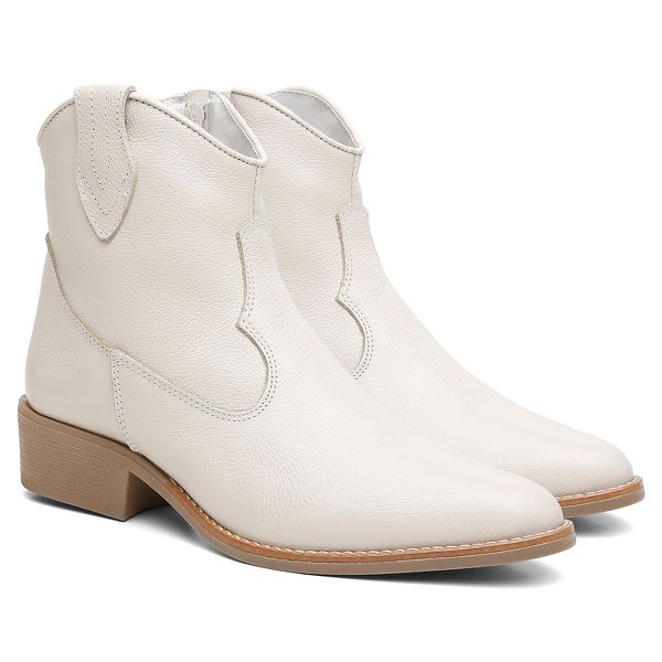 Bota Cano Baixo Western Marfim