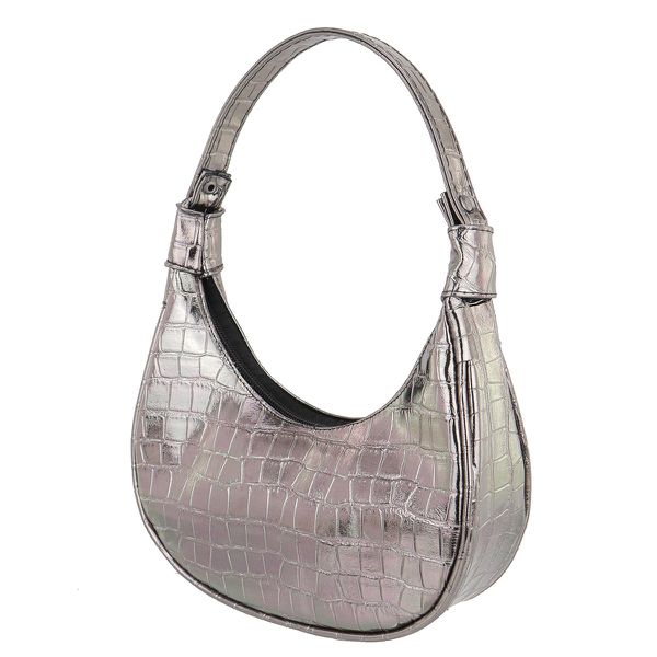 Bolsa Maitê Croco Metal Prata