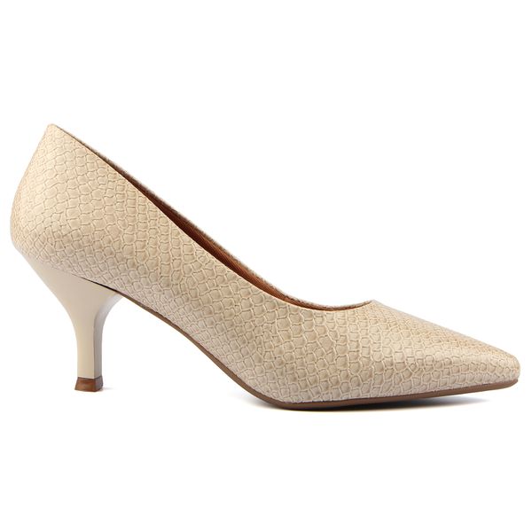 Scarpin Cobra Off White Salto Baixo