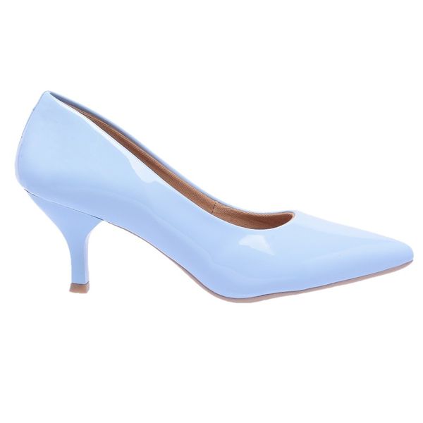 Scarpin Verniz Azul Bebê Salto Baixo