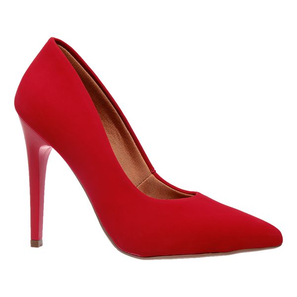 Scarpin Nobuck Vermelho Ferrari Salto Alto