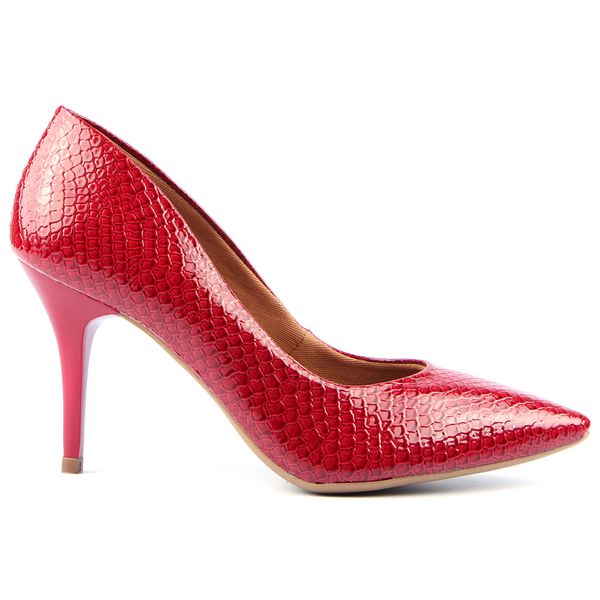 Scarpin Cobra Vermelho Salto Médio