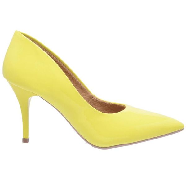 Scarpin Verniz Amarelo Salto Médio