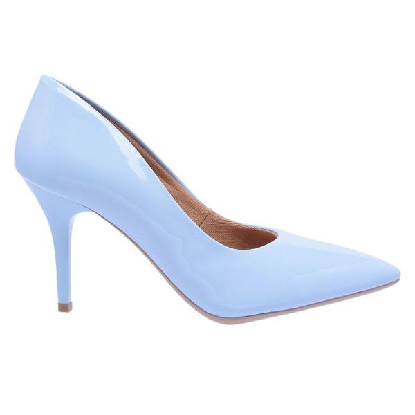 Scarpin Verniz Azul Bebê Salto Médio