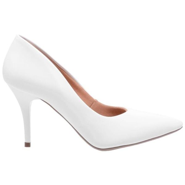 Scarpin Verniz Branco Salto Médio