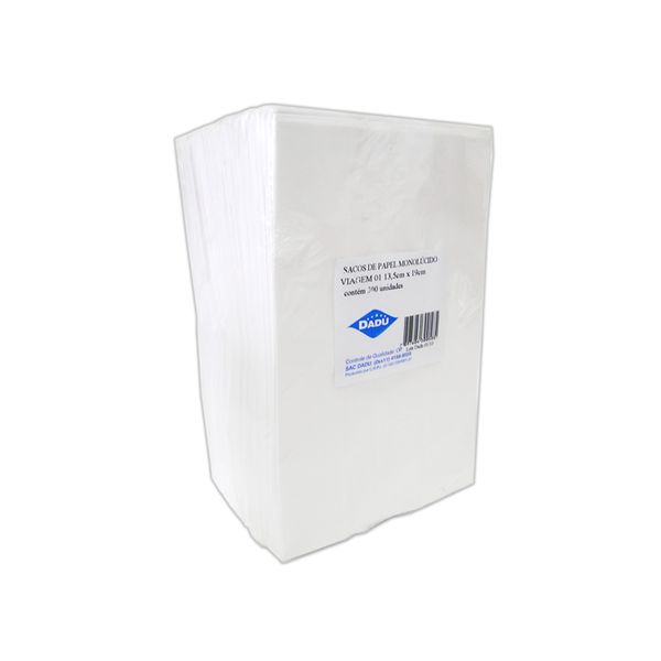 Saco de Papel Mono Branco Viagem 1 C/100 UND