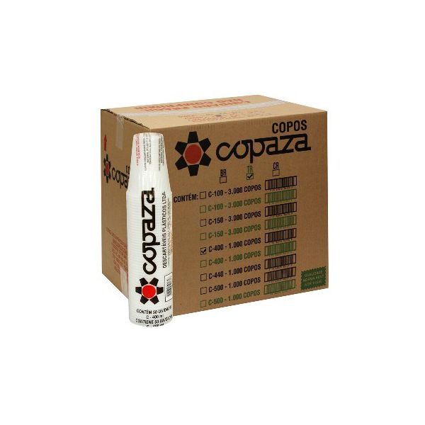 Copo Plástico Copaza Translúcido Liso 400ml c/20x50 und
