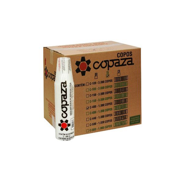 Copo Plástico Copaza Translúcido Liso 400ml c/50 und