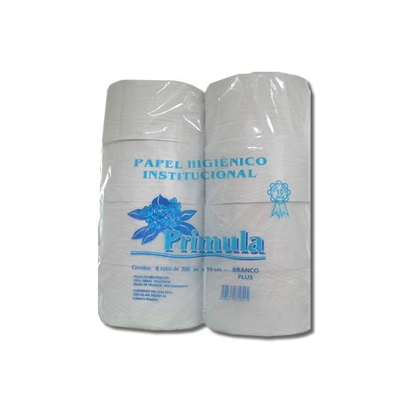 Papel Higienico Rolao Primula Plus 300M 100% Branco C/8 UND