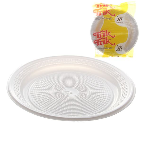 Prato Plástico Trik Trik Redondo Branco 25cm c/500 und