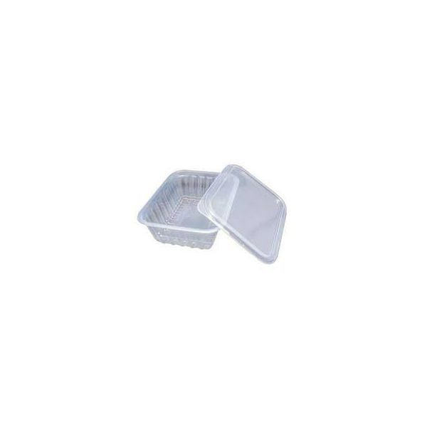 Pote Plástico PP Retangular Prafesta com Tampa e Lacre 350ml c/10 und