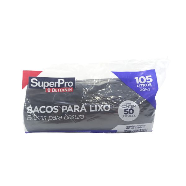 Saco Lixo Plastico Bettanin Reforçado 105Litro C/50 UND