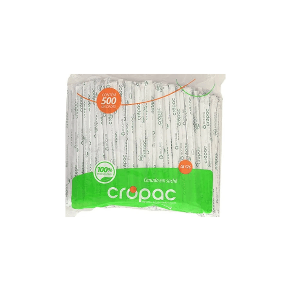 Canudo Biodegradável Cropac 6mm Sachê 205x6mm c/500 und