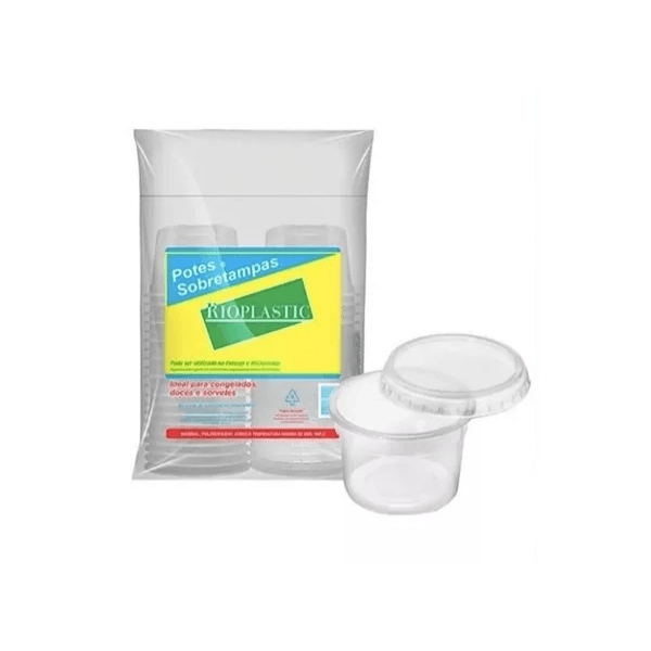 Pote Plástico PP Redondo Prafesta com Sobretampa 140ml c/25 und