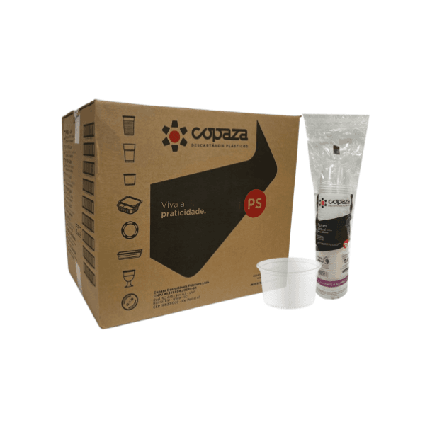 Pote Plástico Copaza Translúcido Liso 200ml c/20x50 und