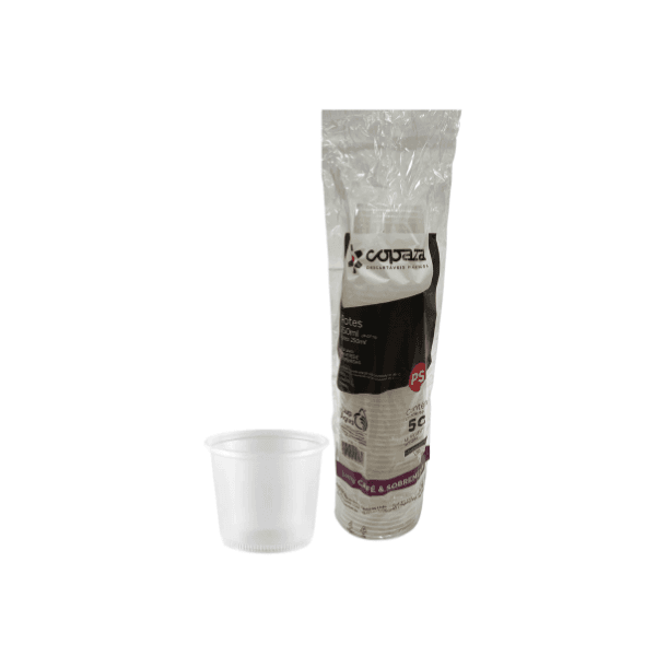 Pote Plástico Copaza Translúcido Liso 250ml c/20x50 und