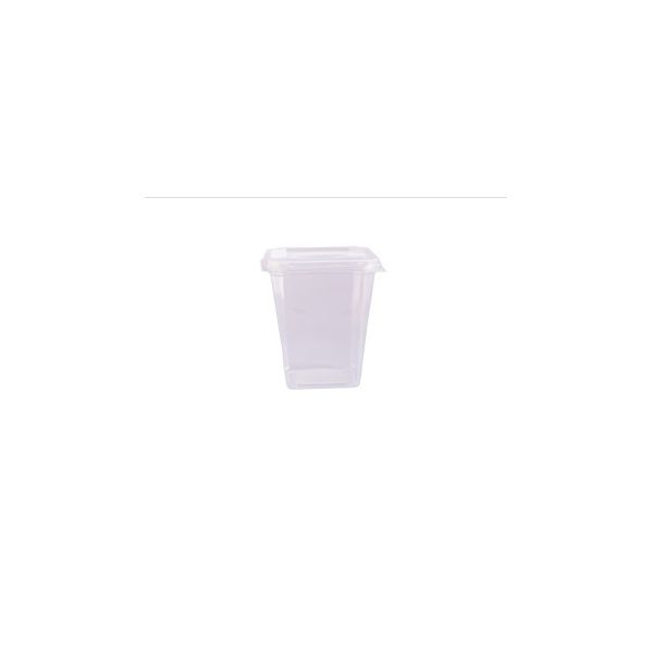 Pote Plástico PP Quadrado Prafesta com Tampa 350ml c/20 und