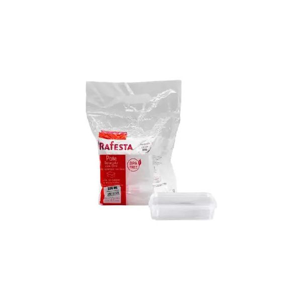 Pote Plástico PP Retangular Prafesta com Tampa e Lacre 350ml c/20x10 und