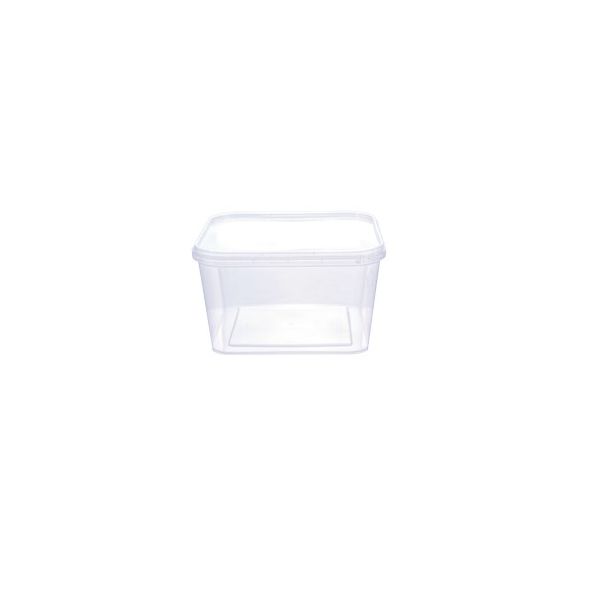 Pote Plástico PP Quadrado Prafesta com Tampa e Lacre 600ml c/20x10 und