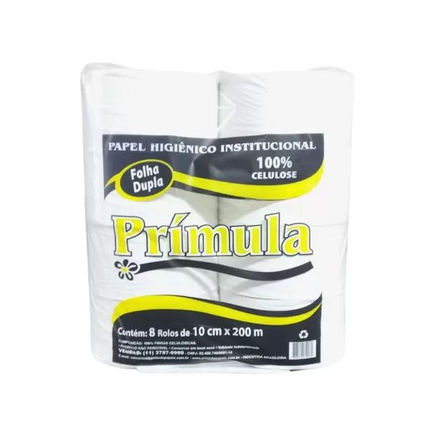 Papel Higienico Rolao Primula 200M 100% Celulose Branca Folha Dupla