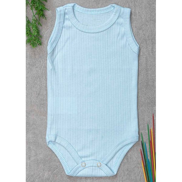 Body regata canelado Azul bebê