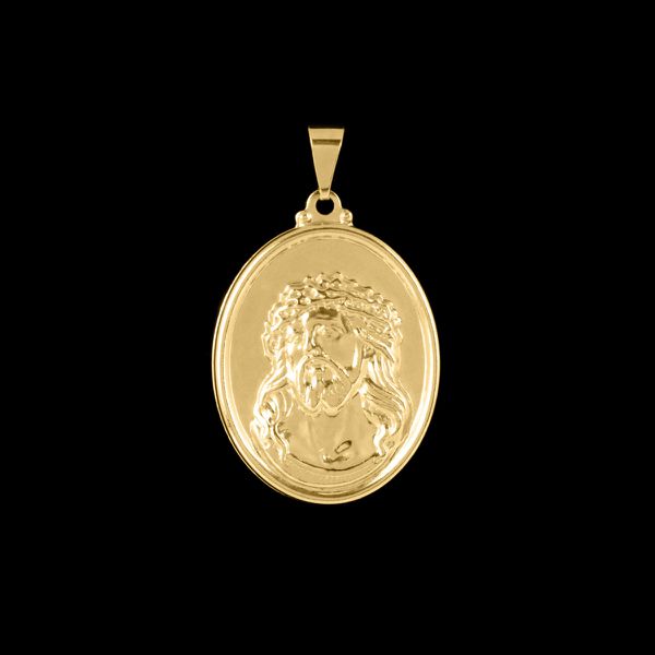 Pingente Face de Cristo Chapa - 3x2,4cm - Banhado a Ouro 18K