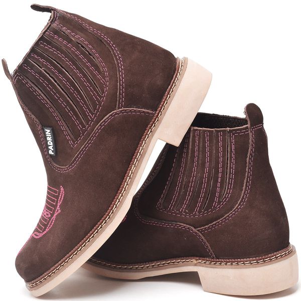 Bota Botina Feminina Country de Couro Rodeio Cano Curto Boiadeira