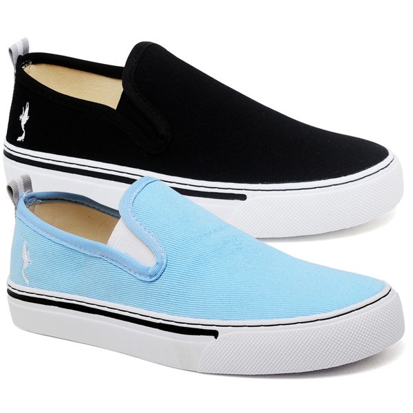 Kit 2 Pares Tênis Feminino Slip On Facil de Calçar Elastico Confortavel