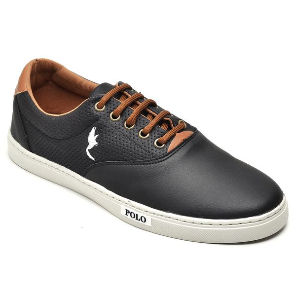 Tenis polo couro best sale preto