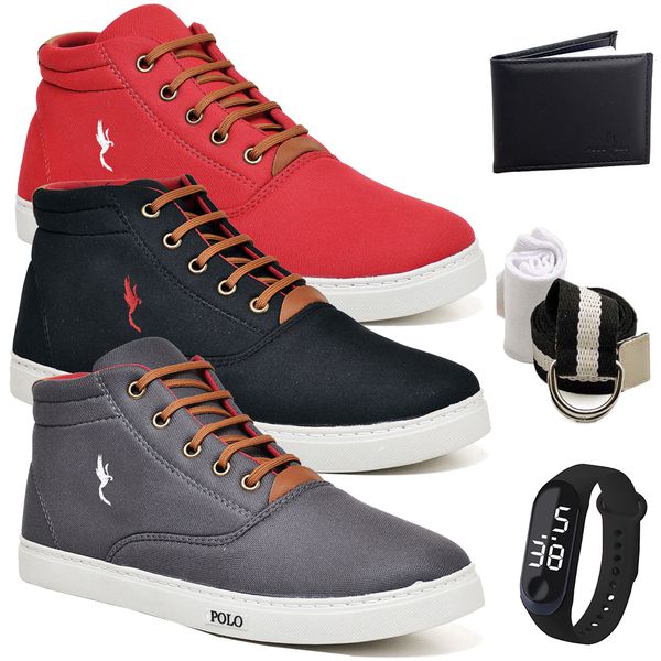 Kit Pares Tenis Sapatenis Masculino Casual Botinha Cano Alto