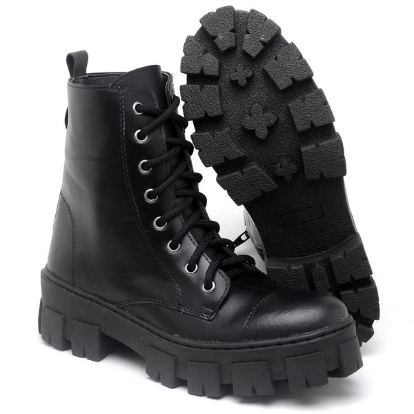 Bota Coturno Feminina Tratorada Flatform Cano Curto Modelo Outono Inverno Classico