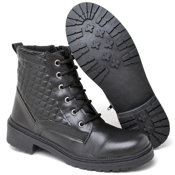 Bota Coturno Feminina Tratorada Flatform Cano Curto Modelo Outono