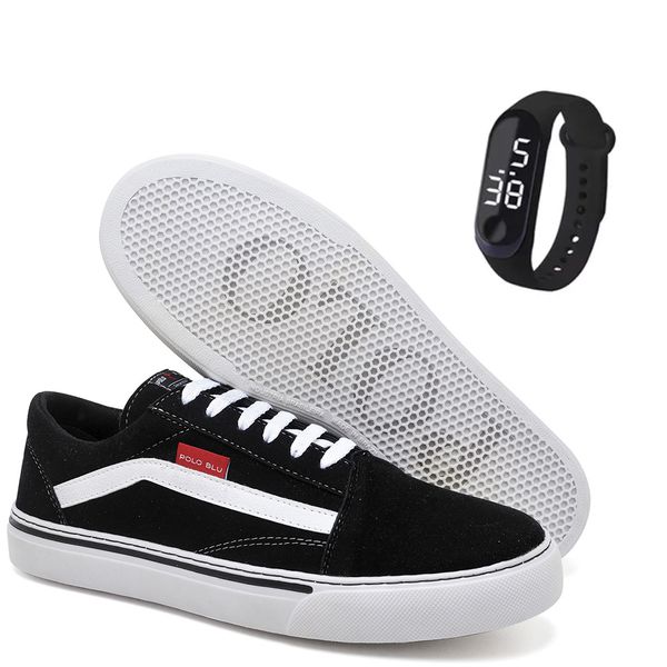 Kit Tenis Old Skool Estiloso e Confotavel Dia a Dia Com Relogio Digital