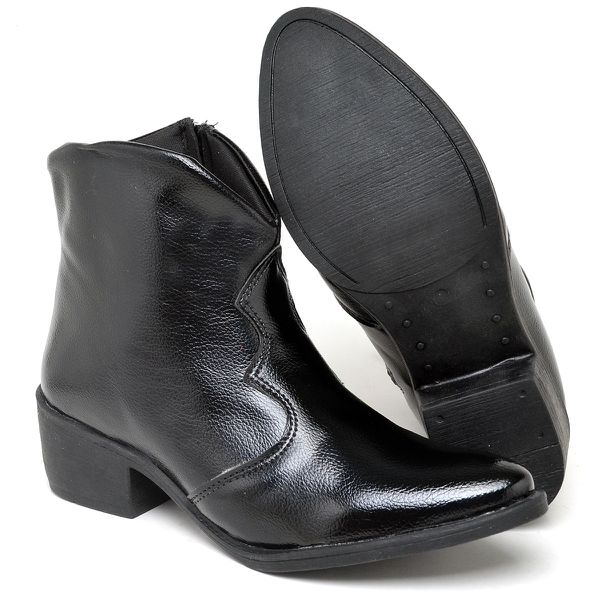 Bota Western Feminina Cano M dio Couro Ecologico Moda 2023 Polo Blu
