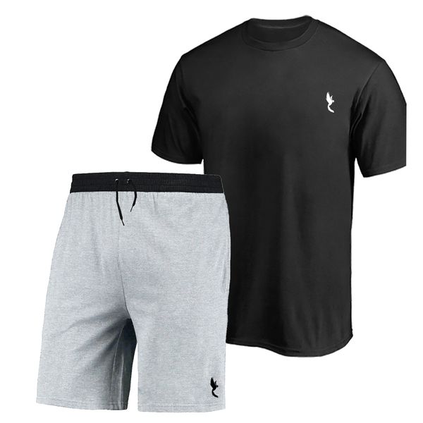 Conjunto Camiseta e Bermuda Masculina Basica Tendencia Polo Blu