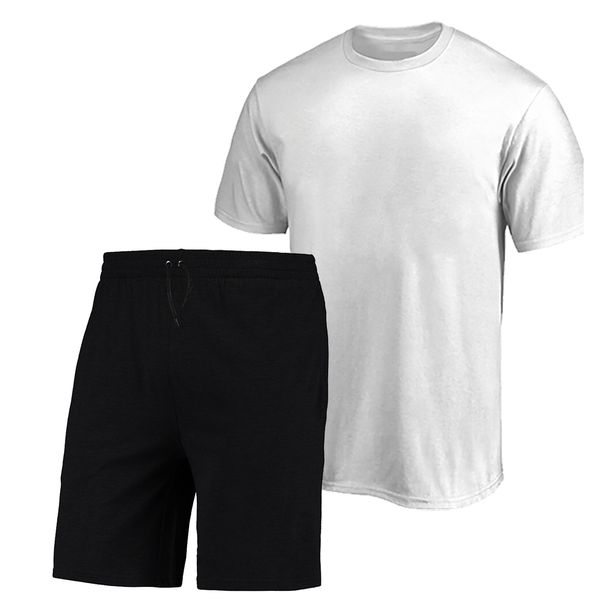 Kit Conjunto Camiseta Branca Estampada e Short Preto Liso Tactel - Compre  Agora