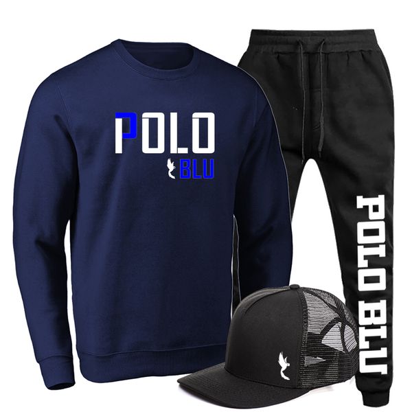 Kit Conjunto Moletom Gola Careca Polo Duo Agasalho Outono Inverno Flanelado E Boné