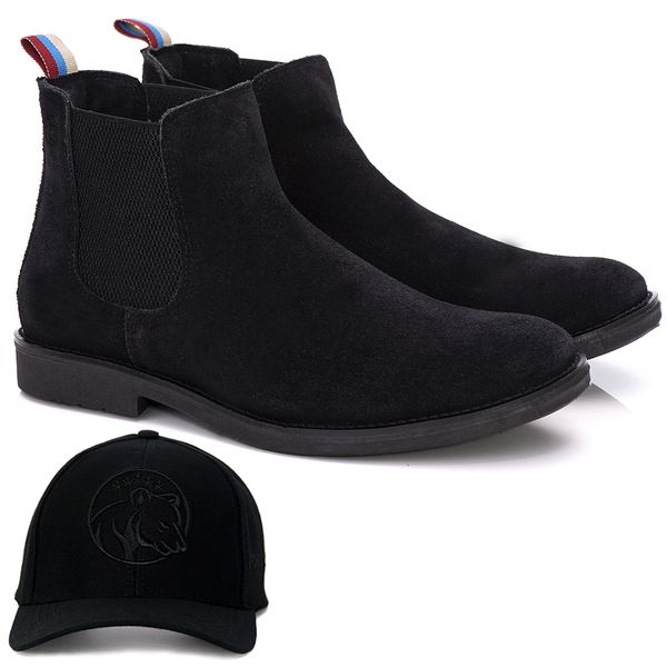 kit Botina Chelsea Masculina Polo North Preto + Boné General Urso
