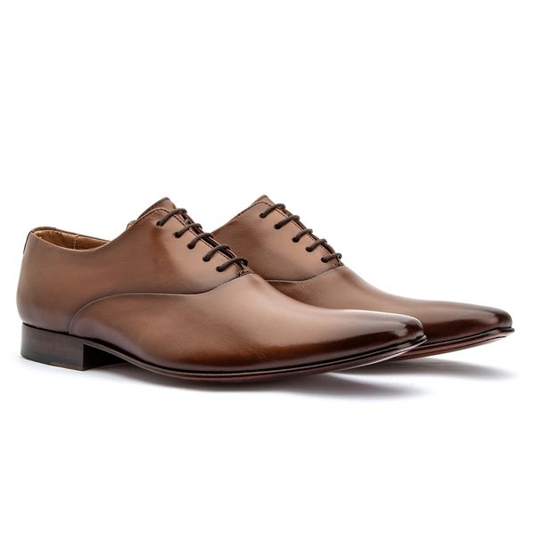 Sapato Social Oxford Whisky Polo North Premium Solado de Couro