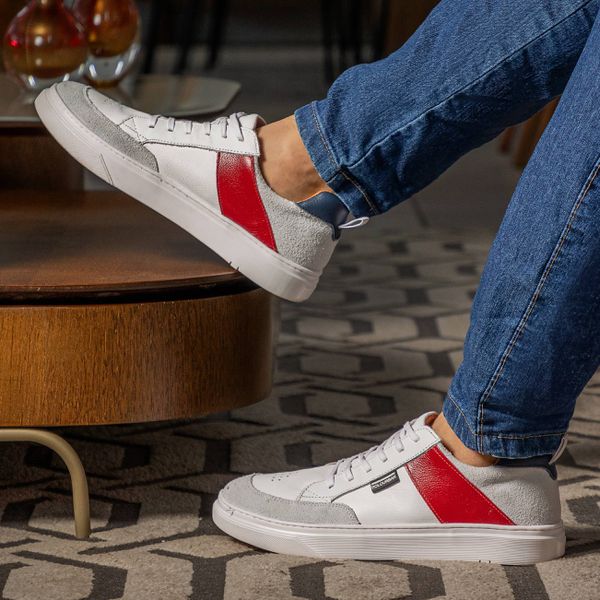 Tênis Oásis Masculino em Couro Tricolor
