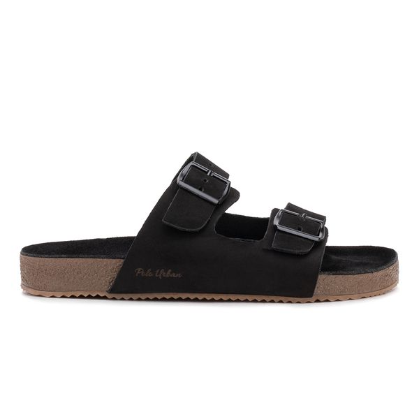 Sandália Polo Urban Zion em Couro Nobuck - Preto